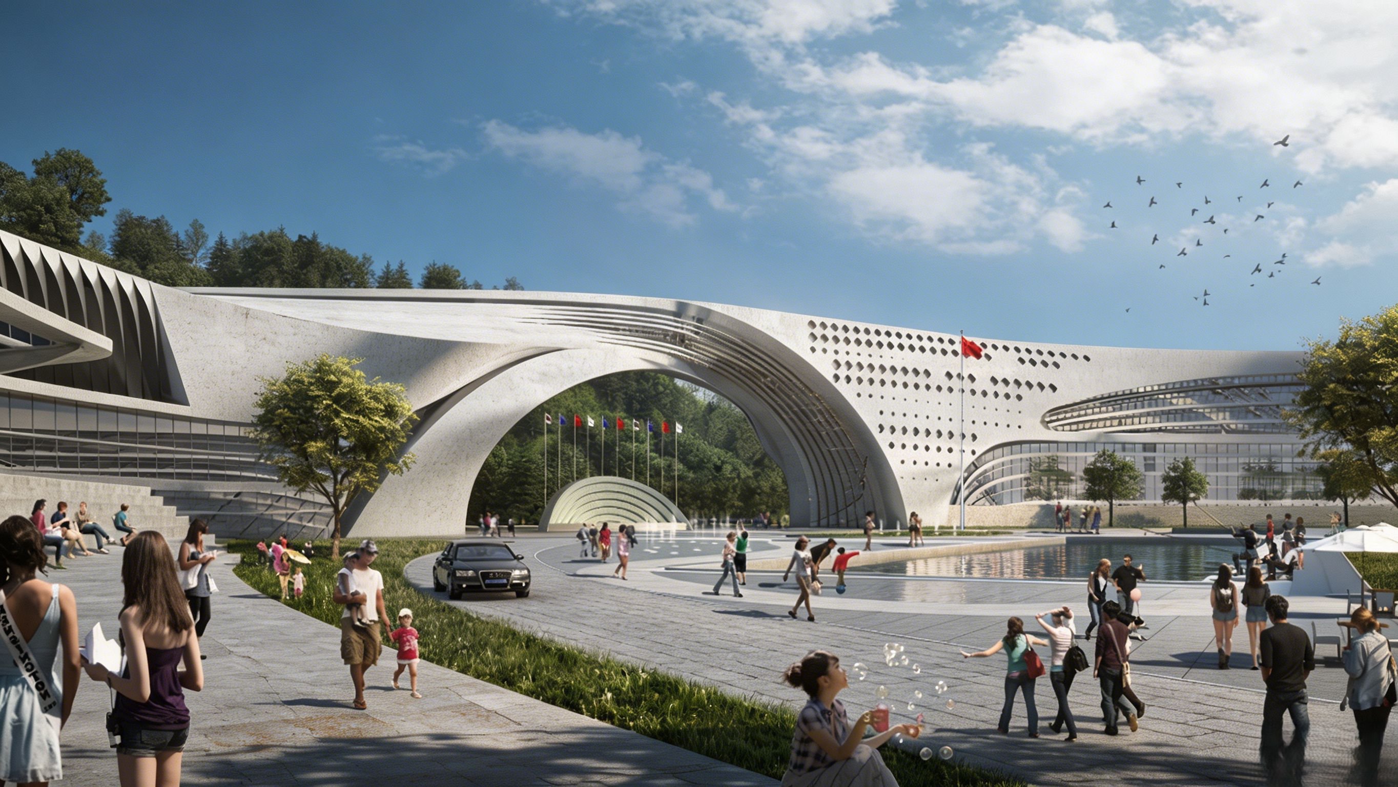 未来感文化建筑效果图